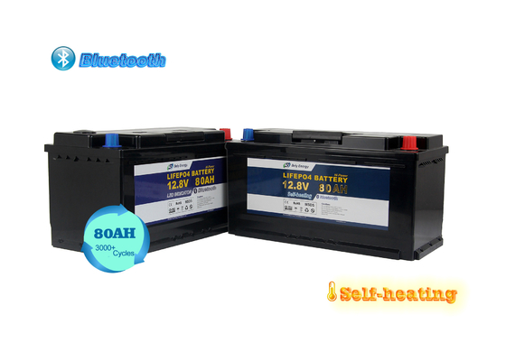 12V 80Ah BT4.0 Heating Marine Lithium Battery Camping Car Iron Phosphate Lithium